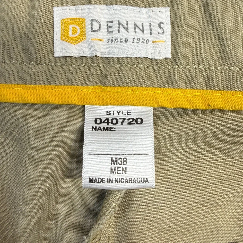 Dennis Uniform Mens Khaki Chino Short Tan 040720 Size 38 Cotton Blend Flat Front